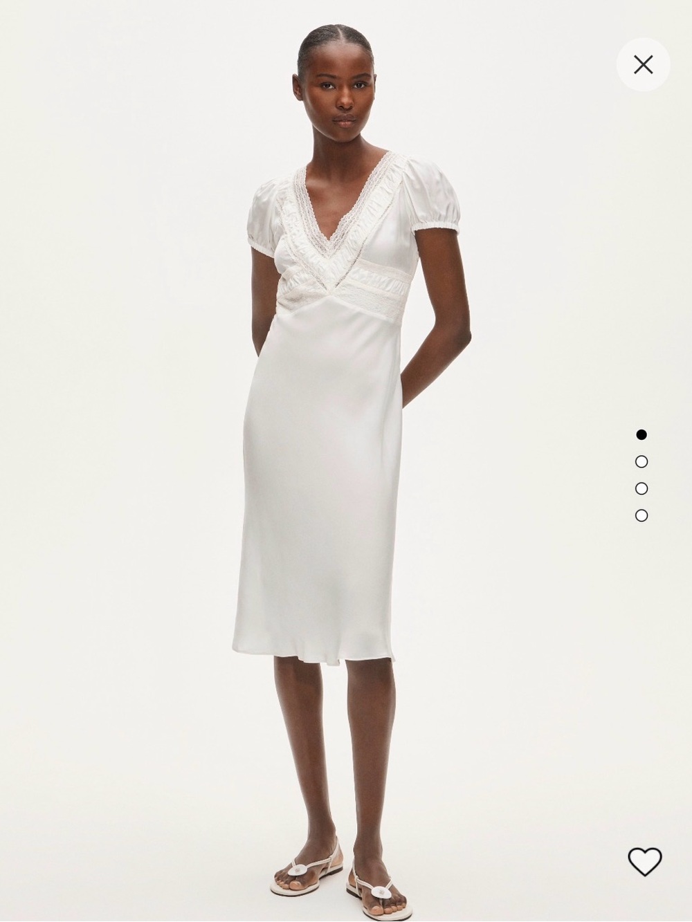 J. Crew White Bridal V-Neck Midi Dress with Lace Trim